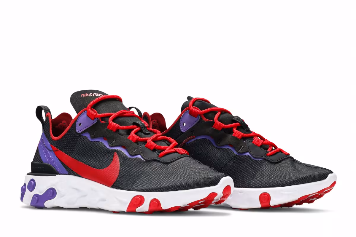 Nike Women's React Element 55 Black Red Purple, view 9