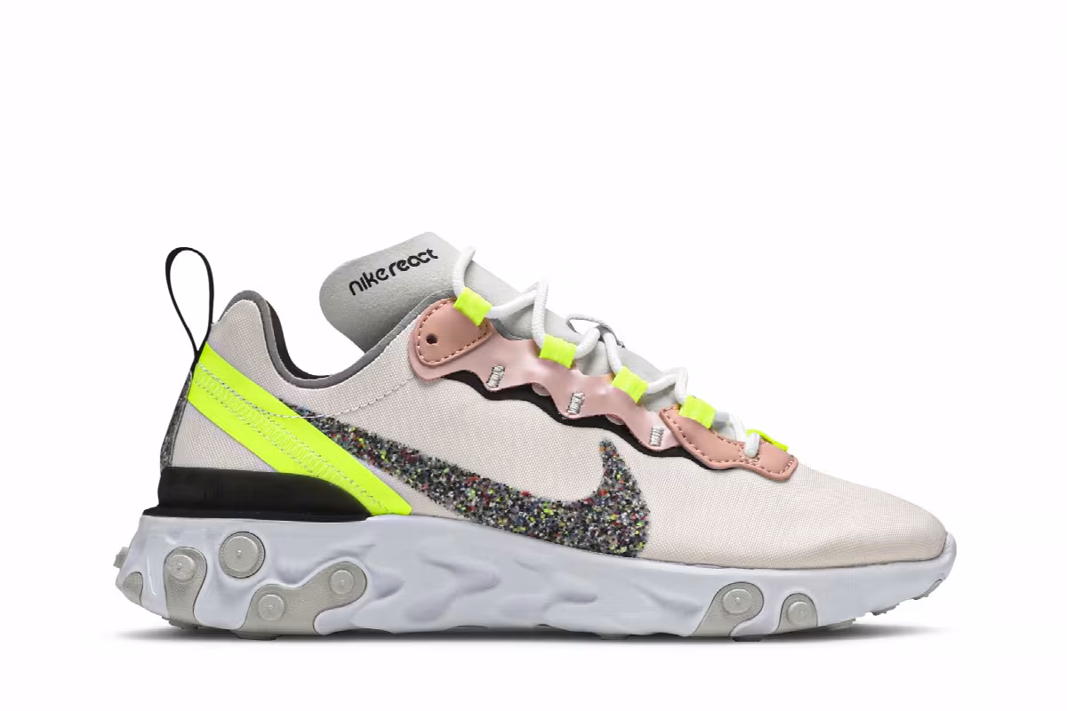Nike Women's React Element 55 Premium Light Soft Pink Volt, view 2