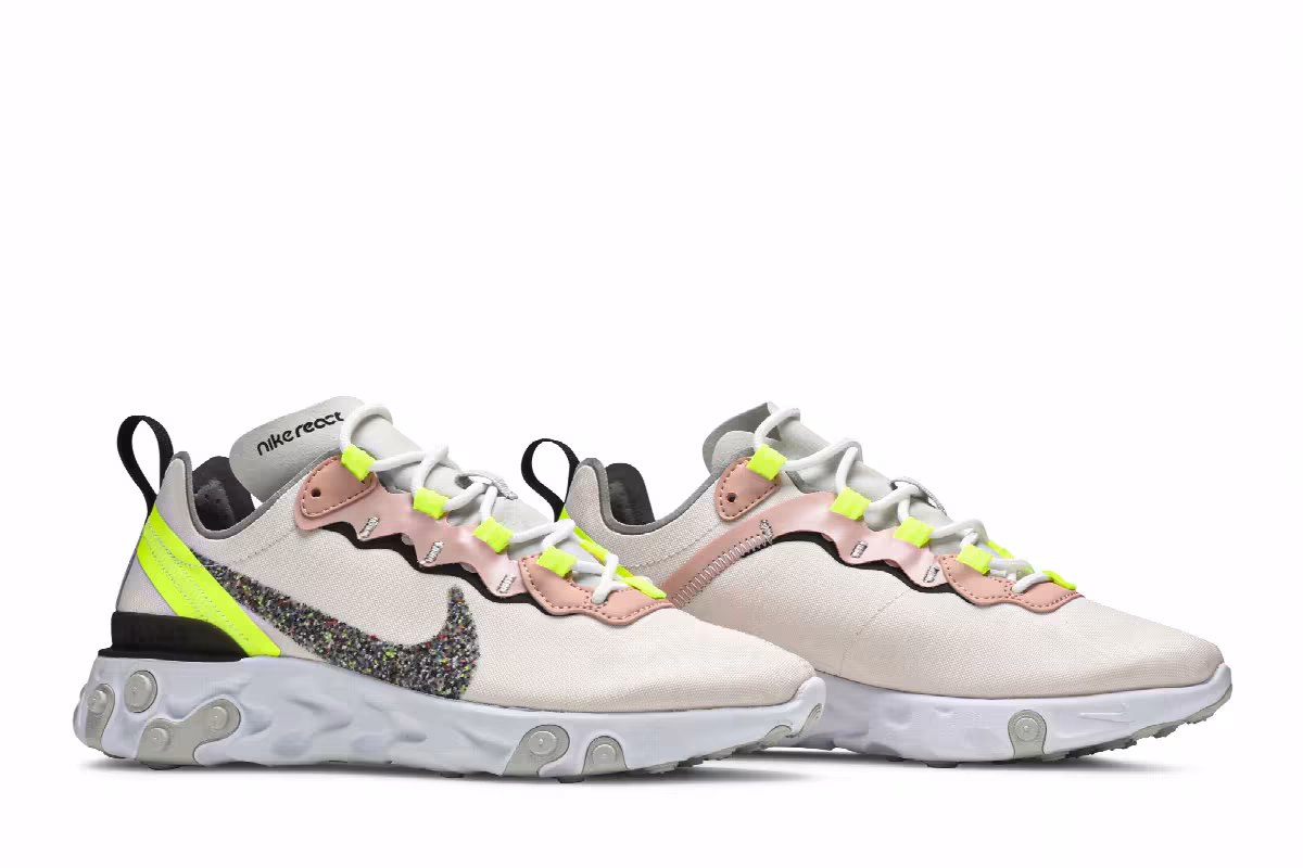 Nike Women's React Element 55 Premium Light Soft Pink Volt, view 9