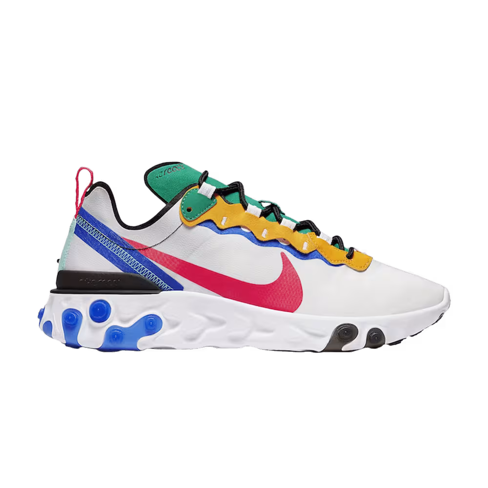 Nike React Element 55 White Gold Blue Green