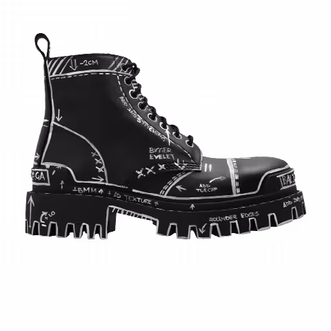 Balenciaga Strike Lace-Up Boot 'Marker Pen Print - Black'
