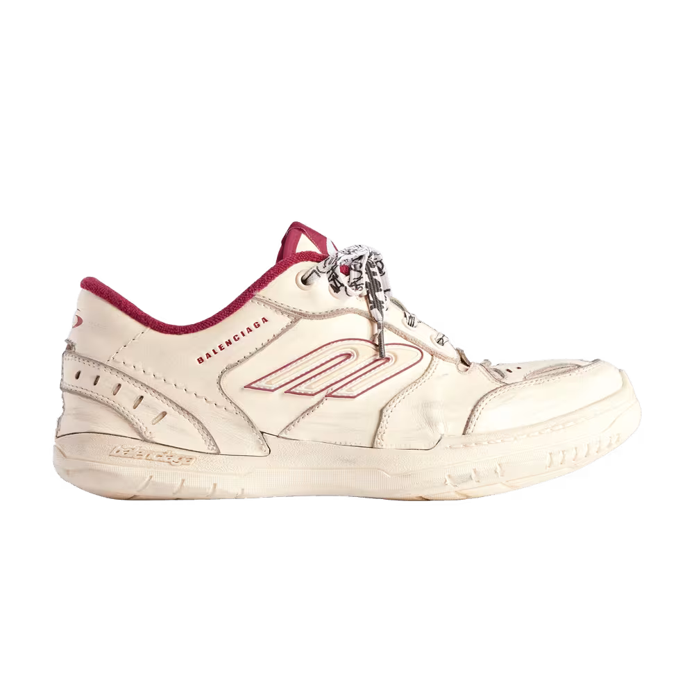 Balenciaga Women's Hamptons Medium Worn Out Sneaker Off White Red