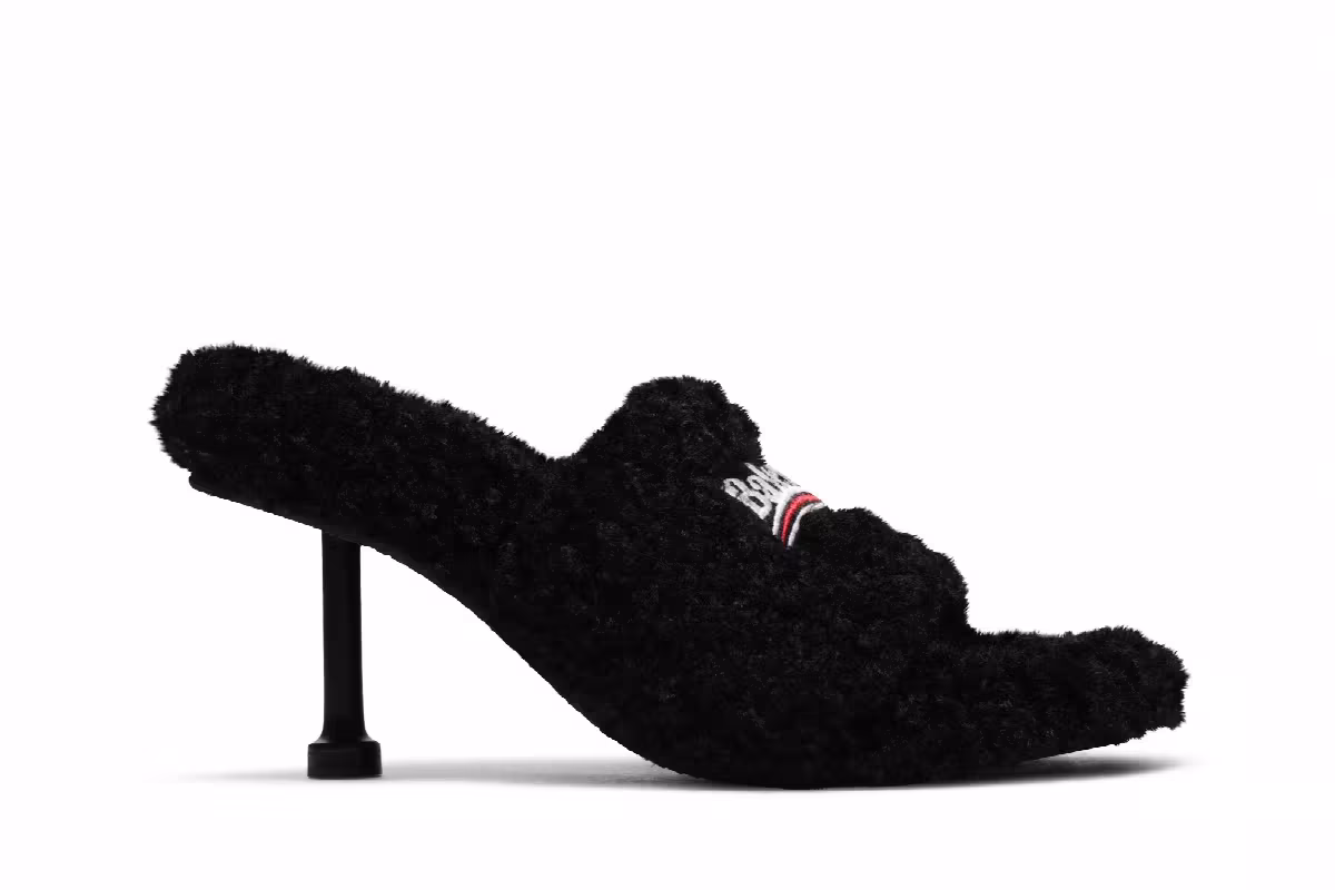 Balenciaga Women's Furry Sandal Black, view 2