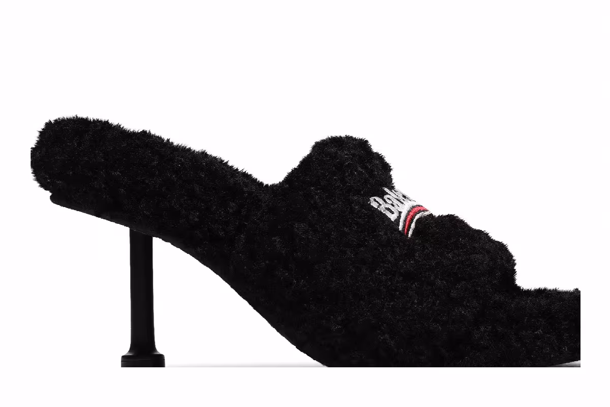 Balenciaga Women's Furry Sandal Black, view 3