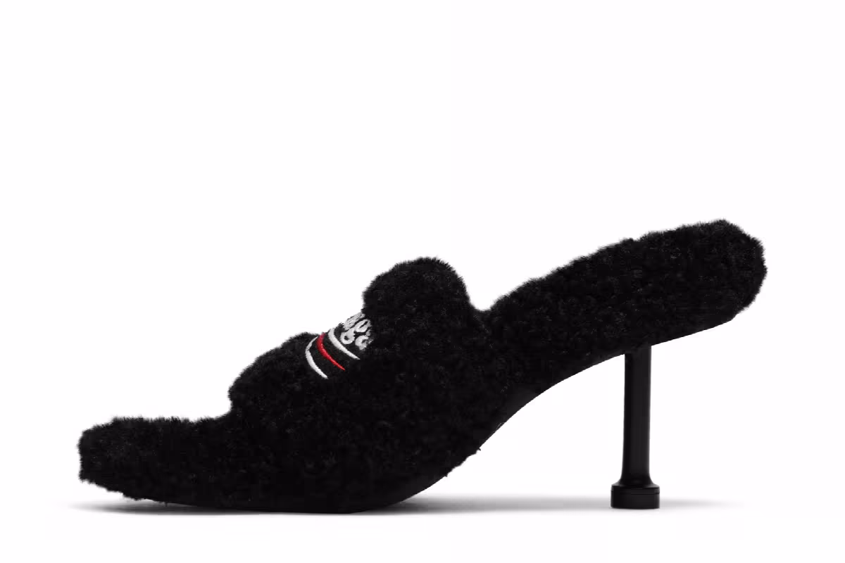 Balenciaga Women's Furry Sandal Black, view 4