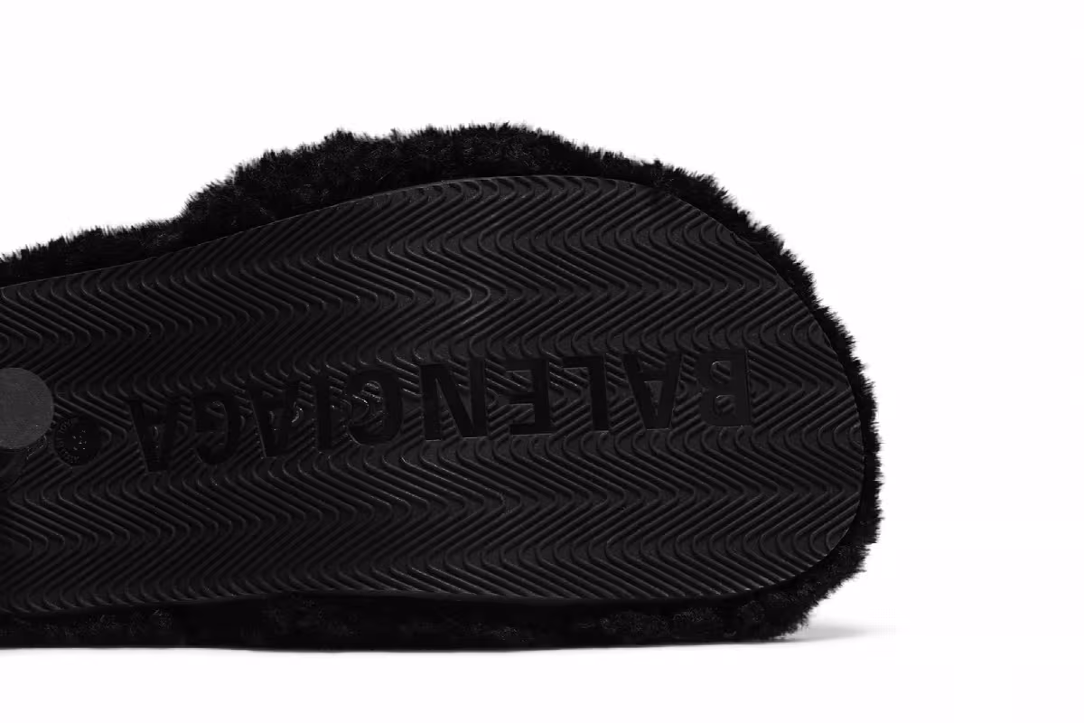Balenciaga Women's Furry Sandal Black, view 6