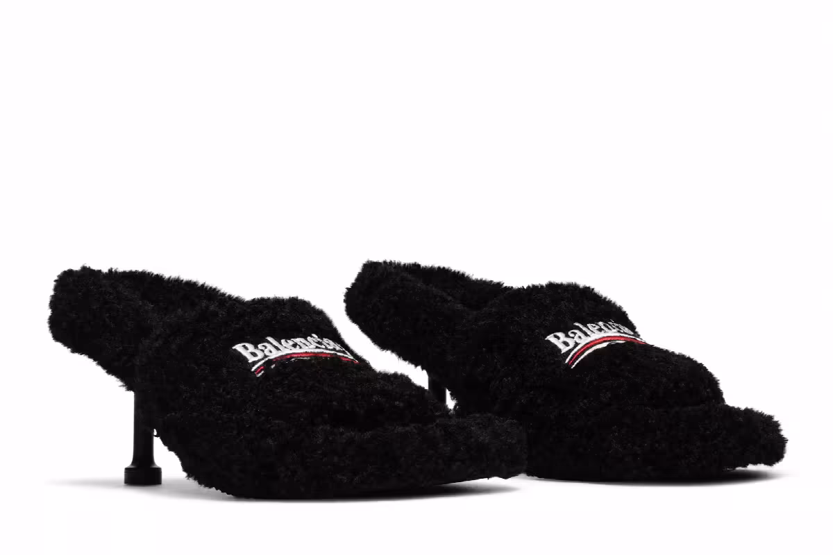 Balenciaga Women's Furry Sandal Black, view 9