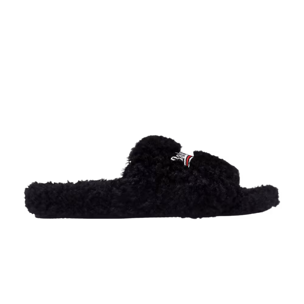 Balenciaga Women's Furry Slide Black White