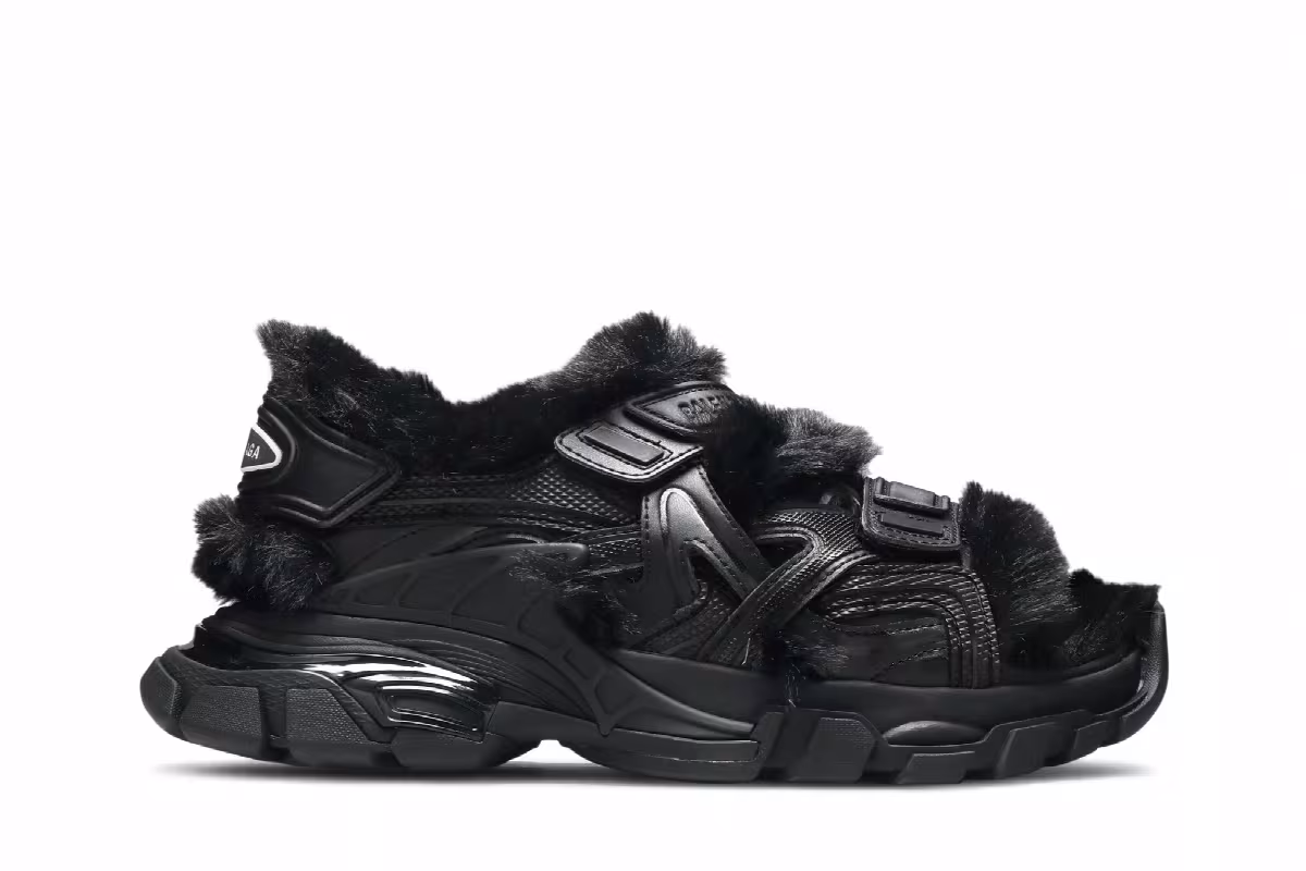 Balenciaga Women's Furry Sandal Black, view 2