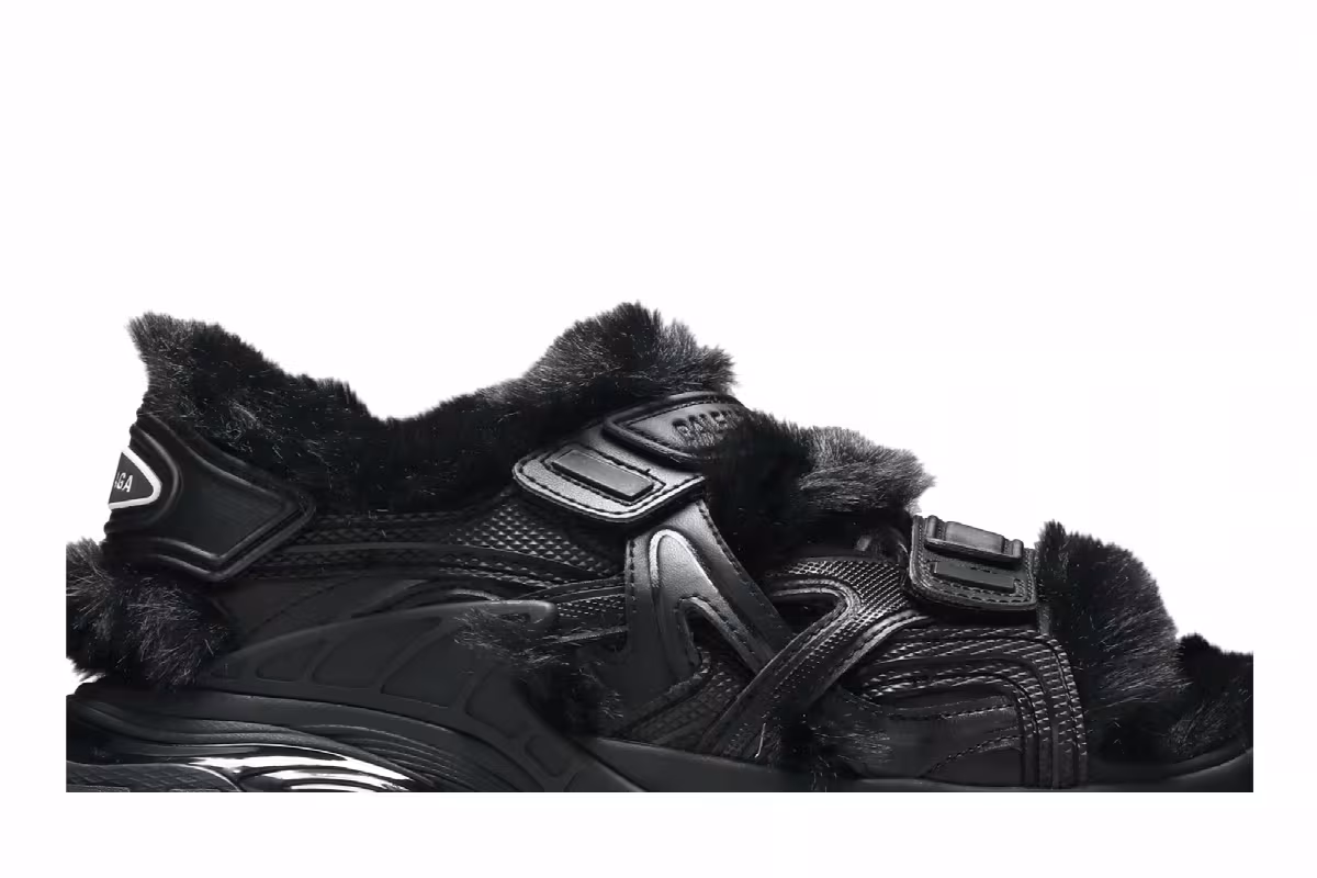 Balenciaga Women's Furry Sandal Black, view 3