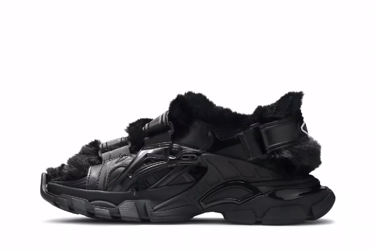 Balenciaga Women's Furry Sandal Black, view 4