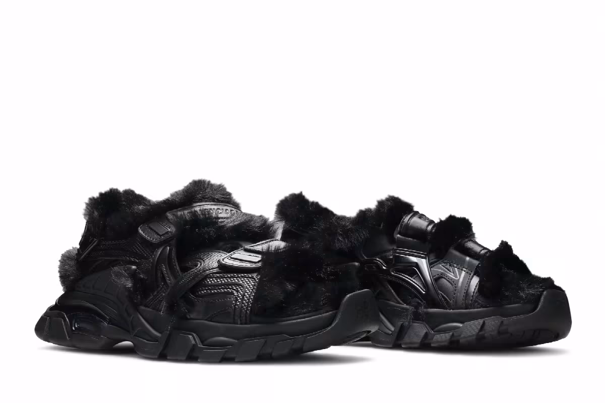 Balenciaga Women's Furry Sandal Black, view 9
