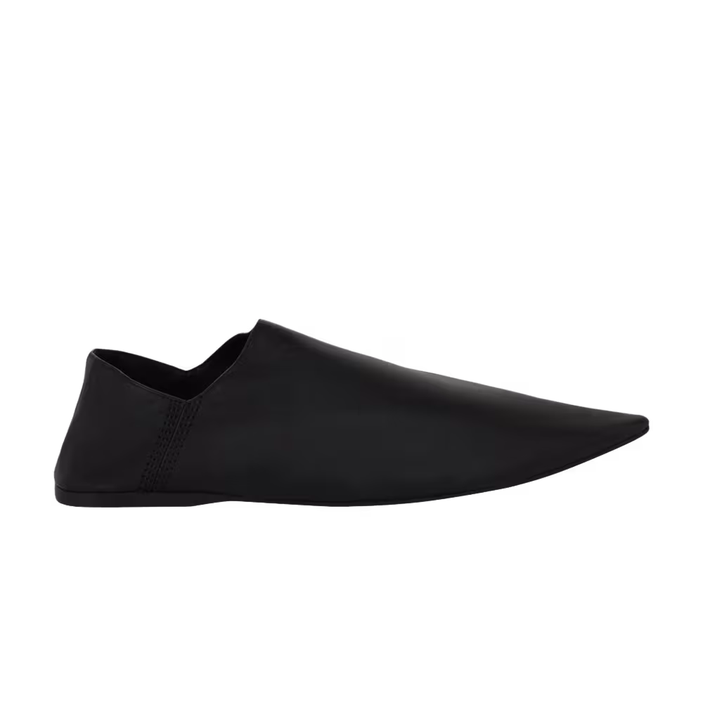Balenciaga Pointed Leather Flat Black