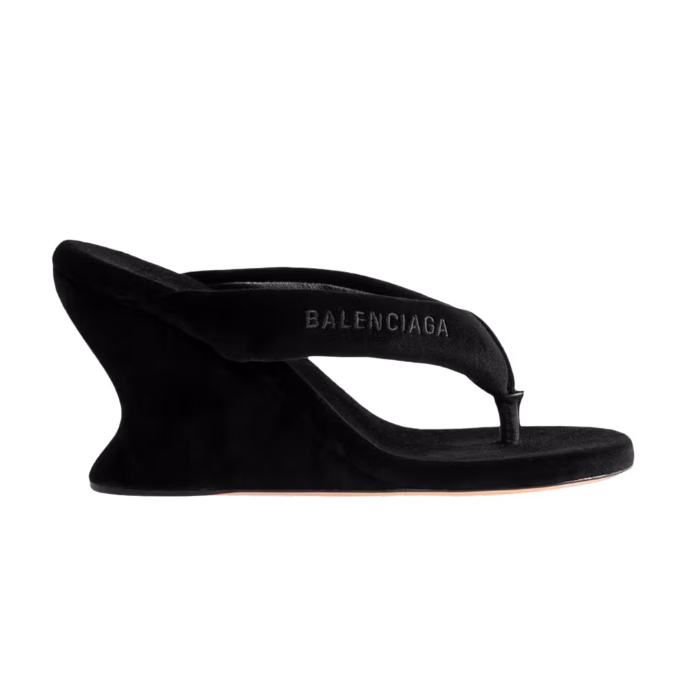 Balenciaga Women's Gaeta Wedge Thong Sandal Black