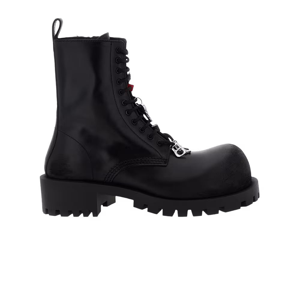 Balenciaga Hummer Lace-Up Boot Black Leather