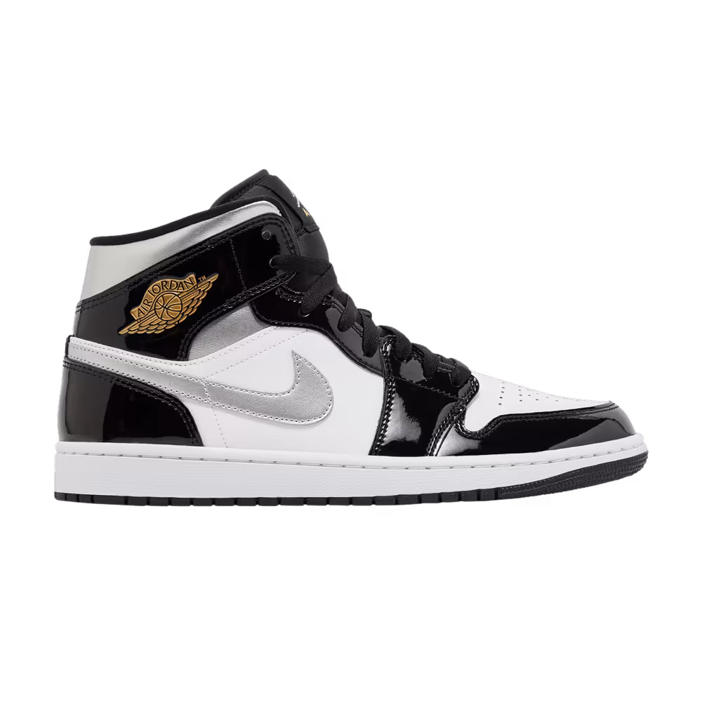 Air Jordan 1 Mid SE Black White Metallic Silver