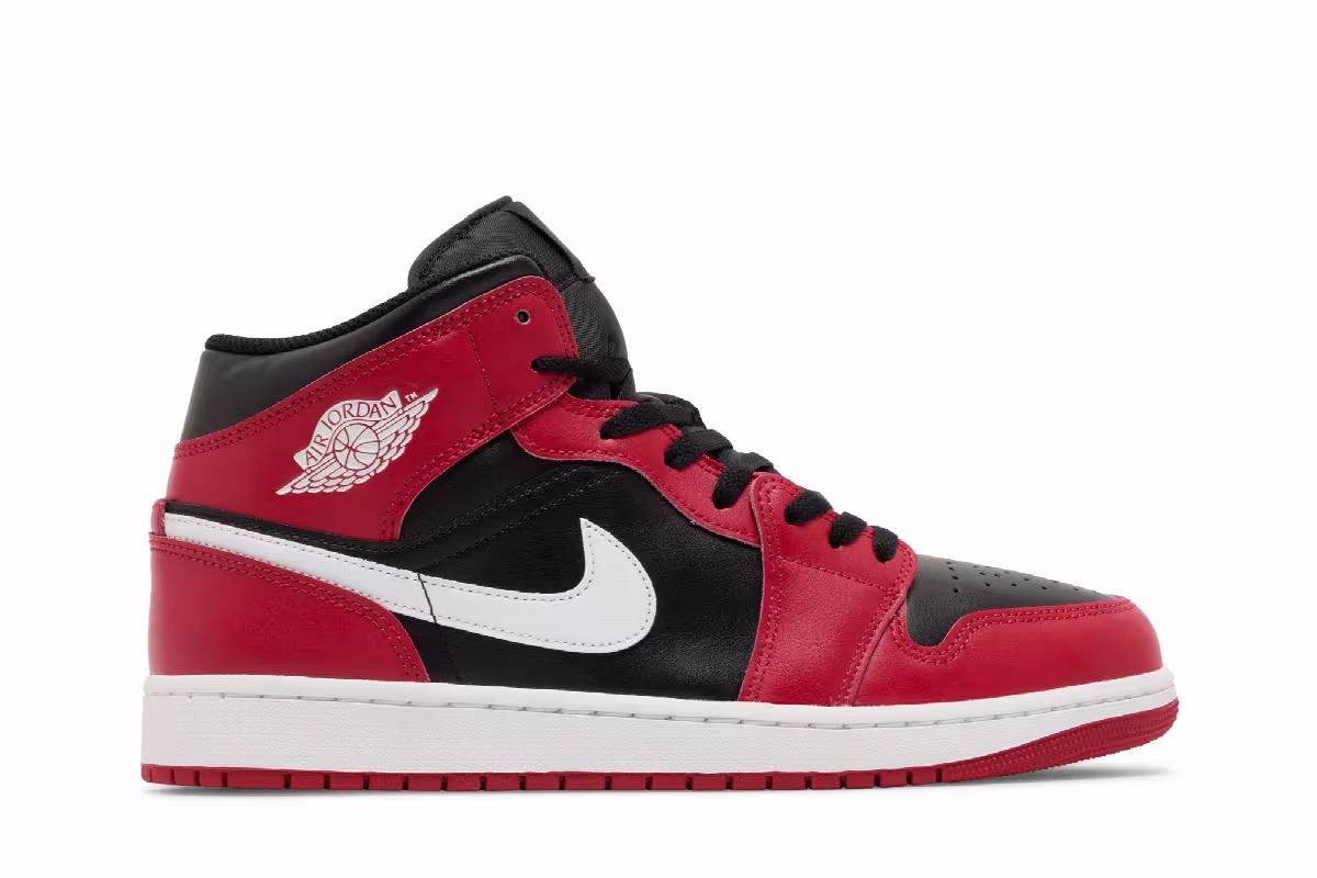 Air Jordan 1 Mid Gym Red Black White, view 2