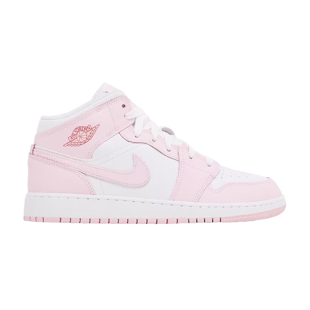 Air Jordan 1 Mid GS Pink Foam Fire Red