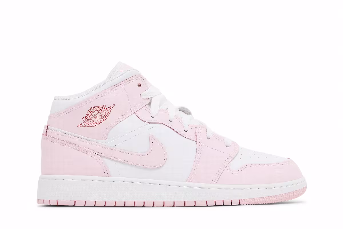 Air Jordan 1 Mid GS Pink Foam Fire Red, view 2