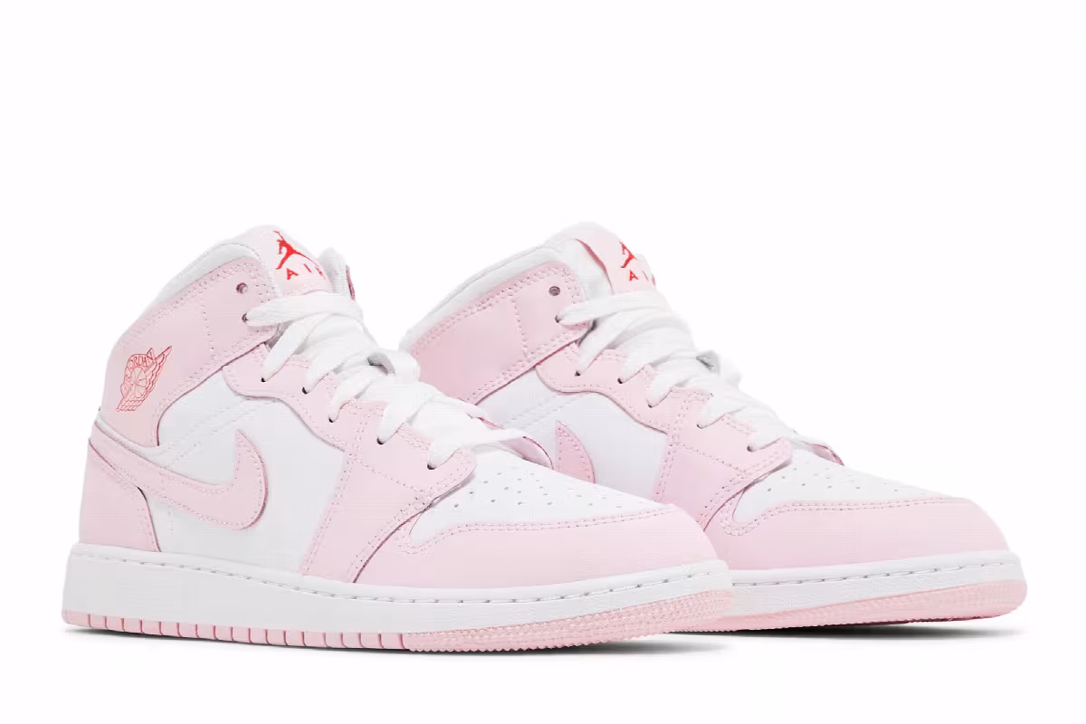 Air Jordan 1 Mid GS Pink Foam Fire Red, view 9