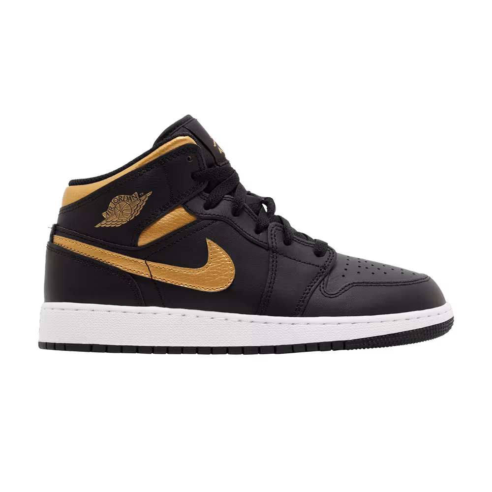 Air Jordan 1 Mid GS Black Metallic Gold