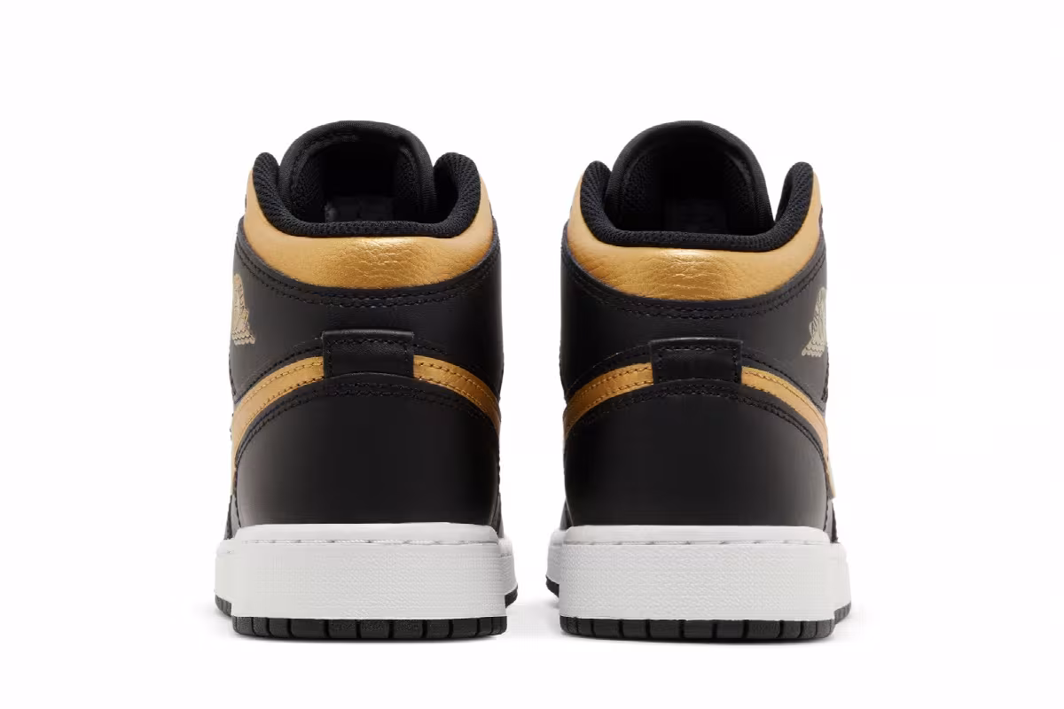 Air Jordan 1 Mid GS Black Metallic Gold, view 7