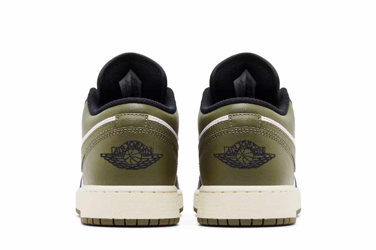 Air Jordan 1 Low GS Black Toe Medium Olive, view 7