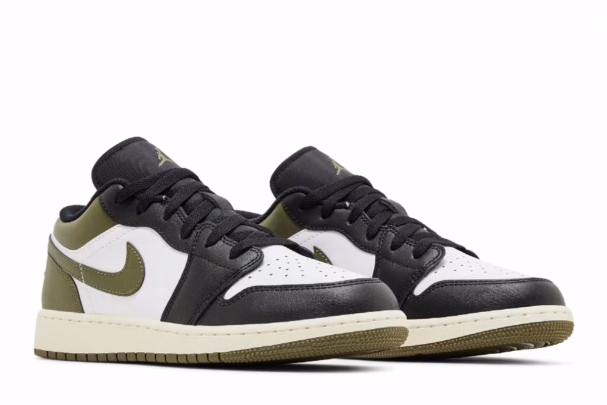 Air Jordan 1 Low GS Black Toe Medium Olive, view 9