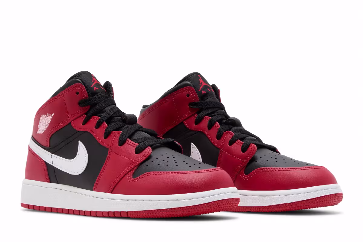 Air Jordan 1 Mid GS Gym Red Black White, view 9