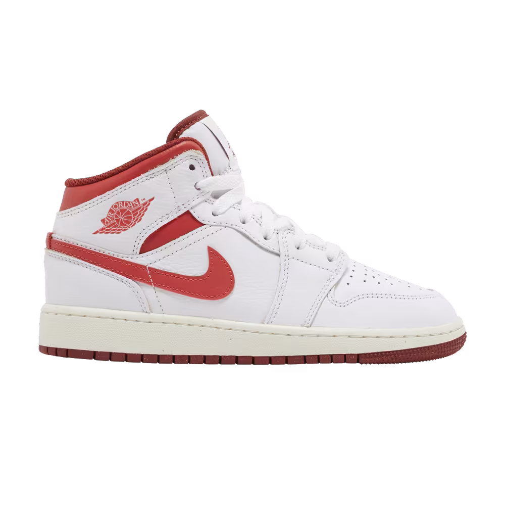 Air Jordan 1 Mid SE GS White Dune Red