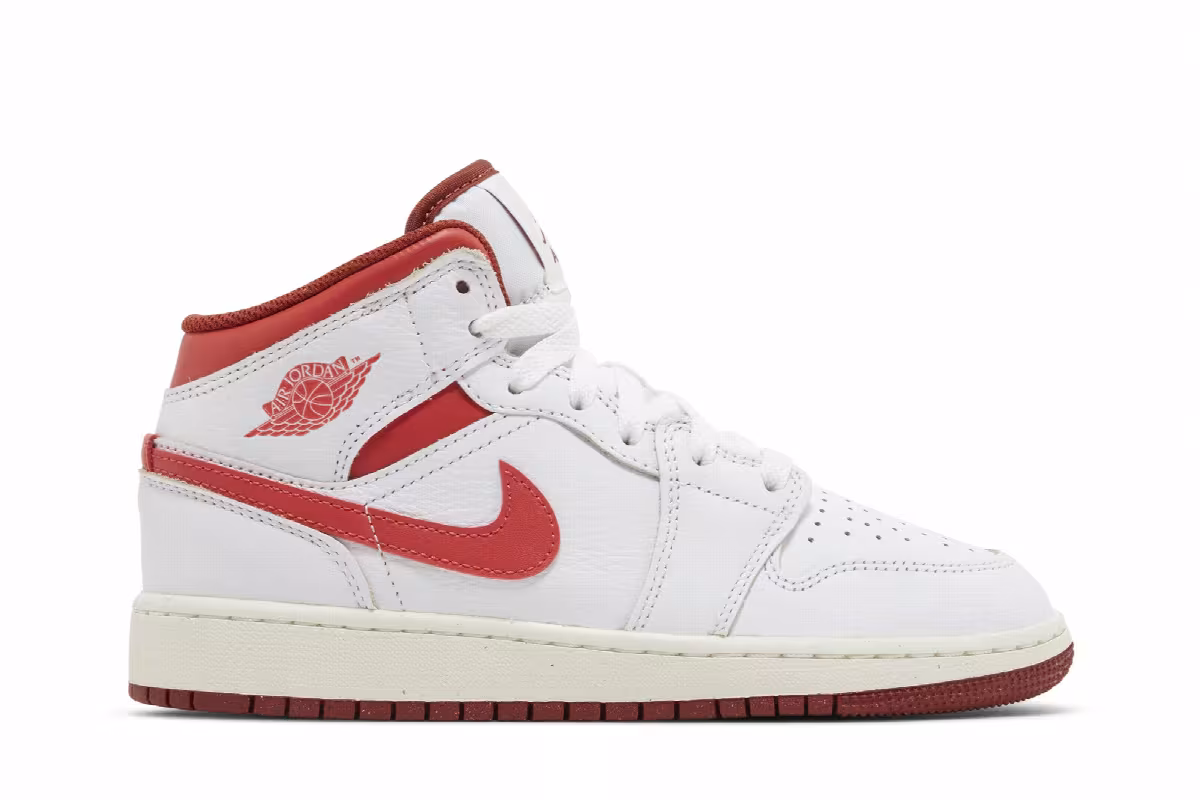 Air Jordan 1 Mid SE GS White Dune Red, view 2