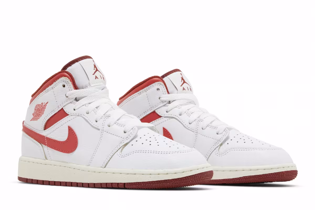 Air Jordan 1 Mid SE GS White Dune Red, view 9