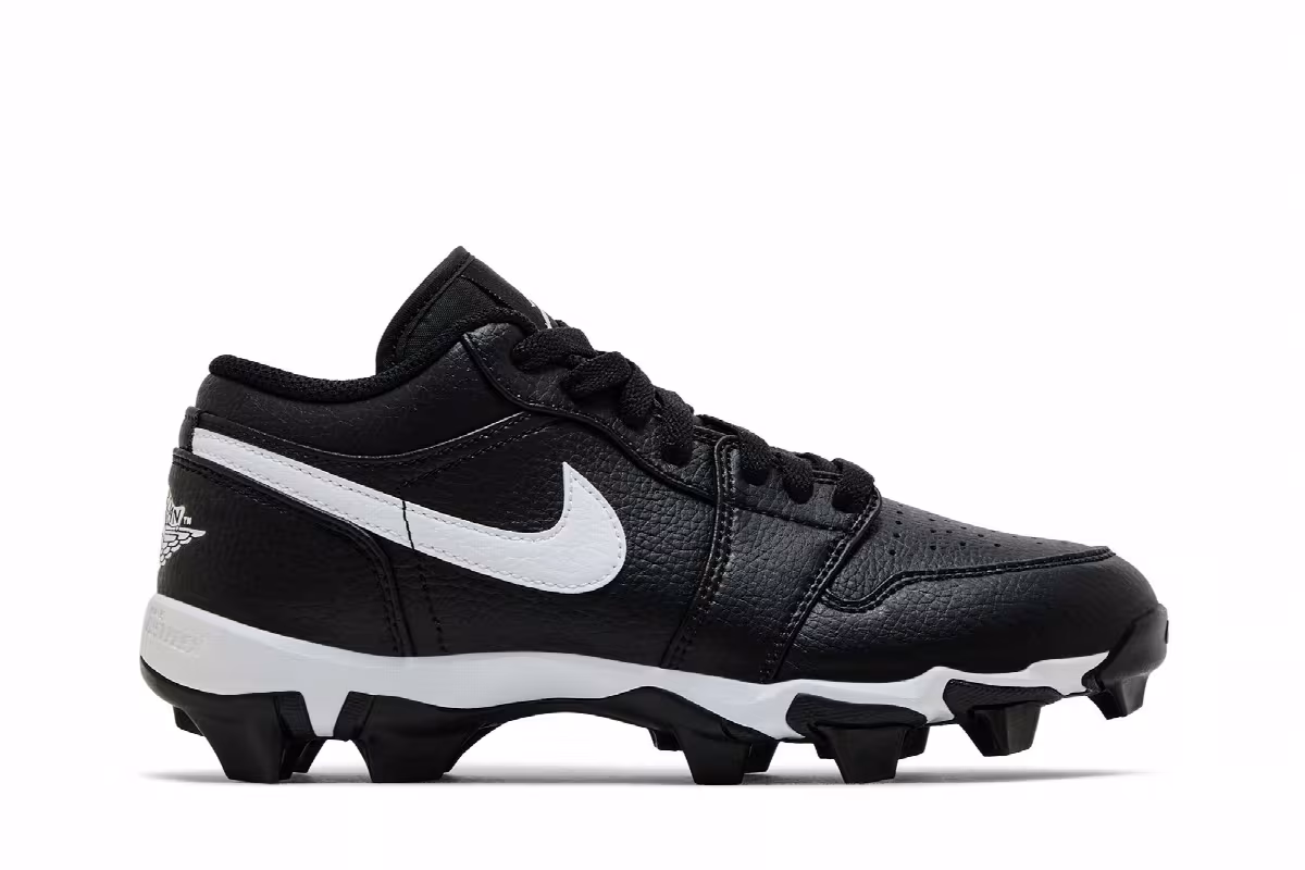 Air Jordan 1 Low Cleat GS Black White, view 2
