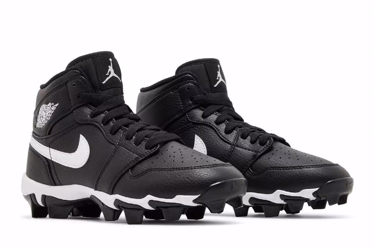 Air Jordan 1 Mid Cleat GS Black White, view 9