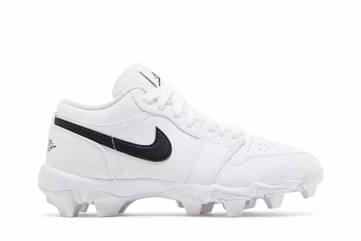 Air Jordan 1 Low Cleat GS White Black, view 2