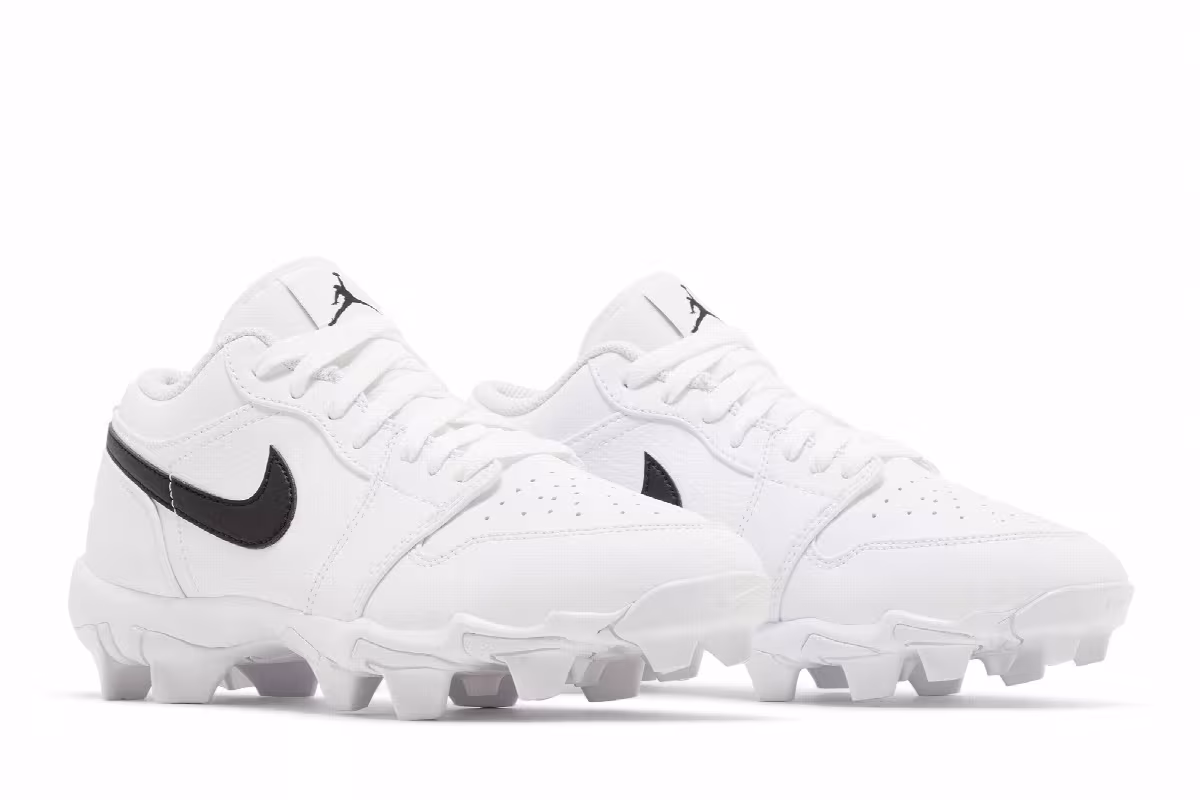 Air Jordan 1 Low Cleat GS White Black, view 9