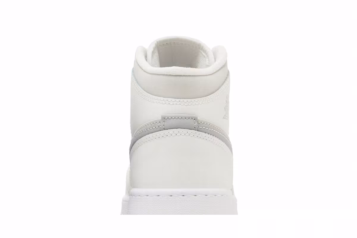 Air Jordan 1 Mid SE GS Summit White Metallic Silver, view 8