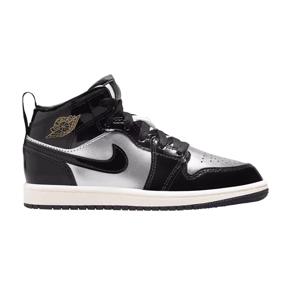 Air Jordan 1 Mid SE PS Black Metallic Silver