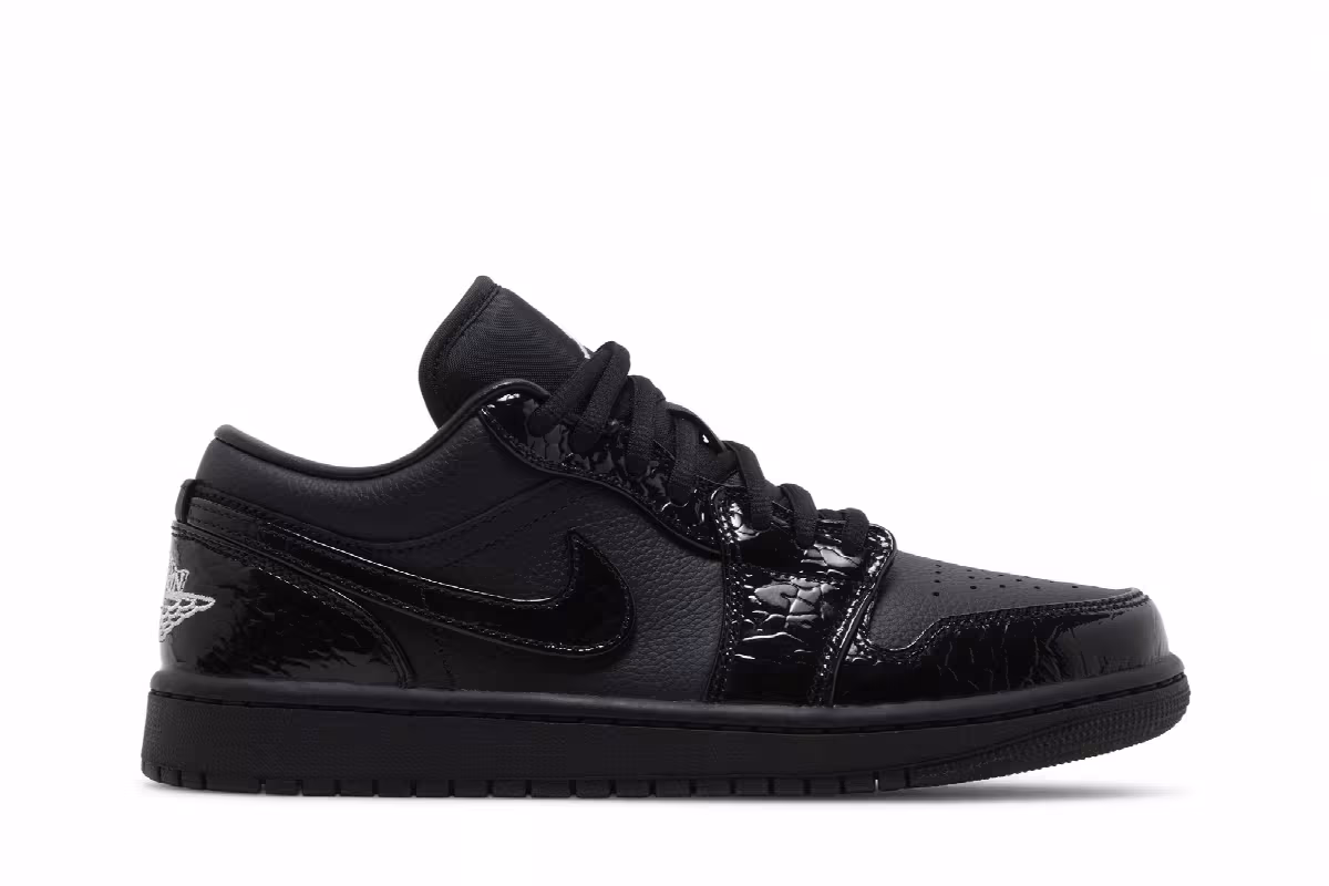 Women's Air Jordan 1 Low SE Black Croc, view 2