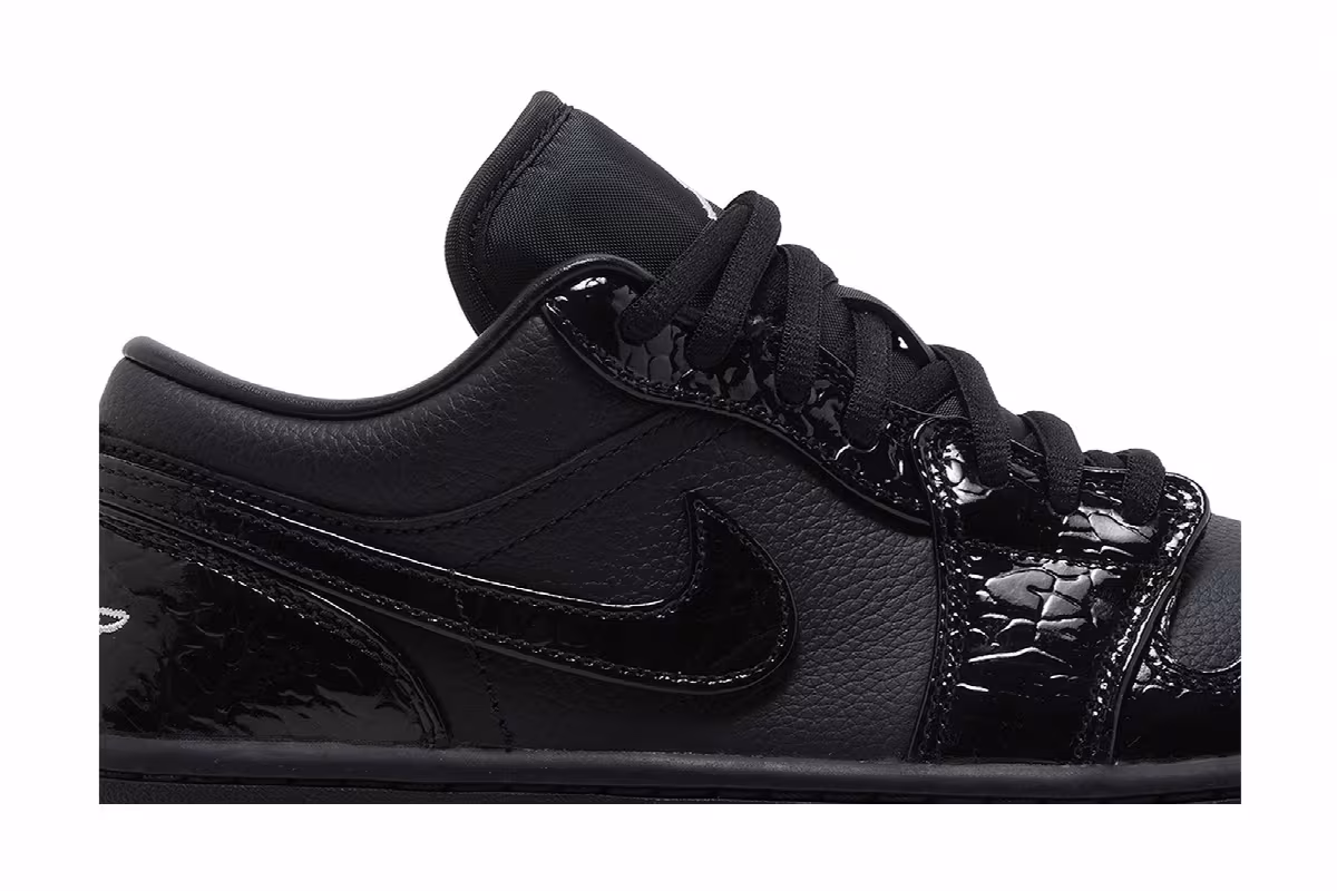 Women's Air Jordan 1 Low SE Black Croc, view 3