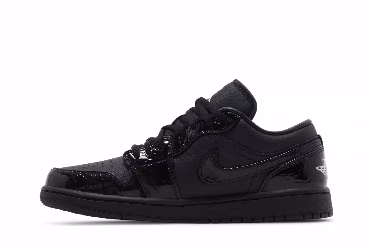Women's Air Jordan 1 Low SE Black Croc, view 4