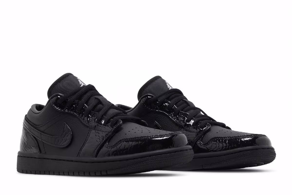 Women's Air Jordan 1 Low SE Black Croc, view 9