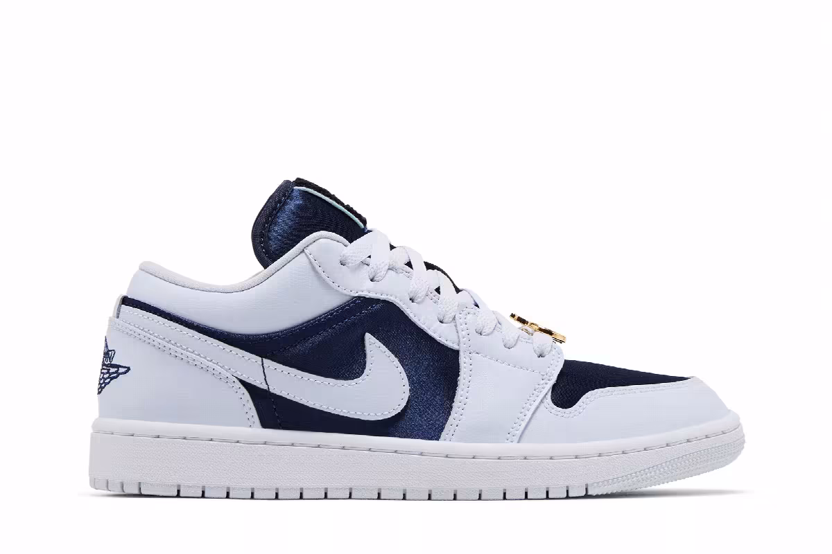 Women's Air Jordan 1 Low SE Midnight Navy Gold Charms, view 2