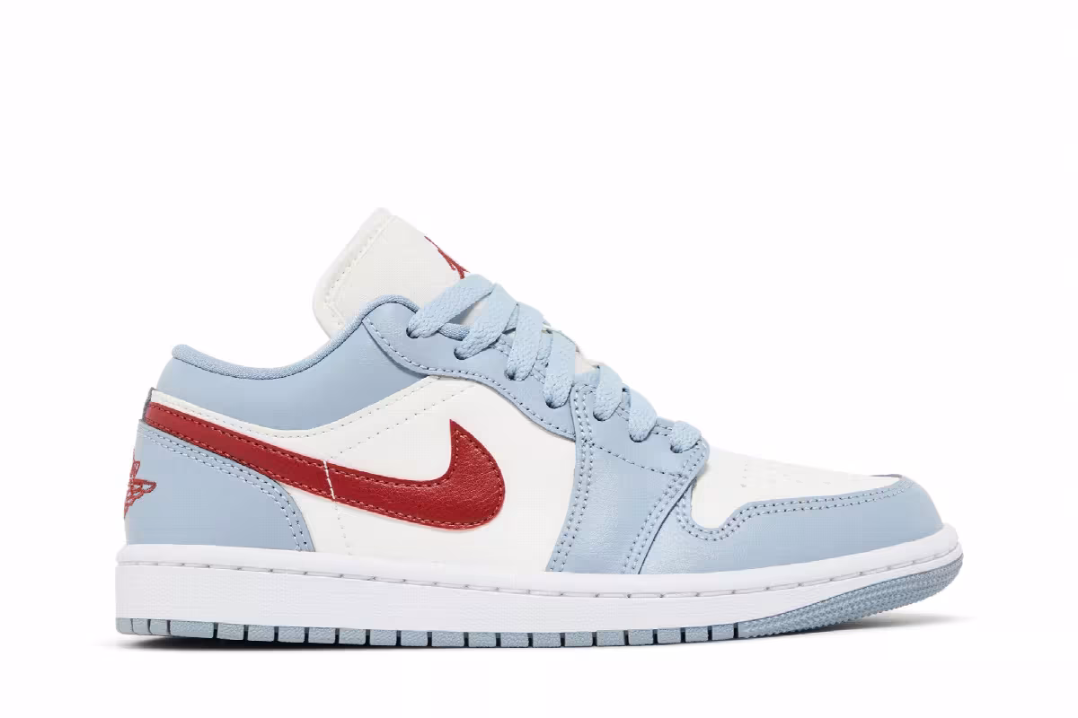 Women's Air Jordan 1 Low Blue Whisper Dune Red, view 2
