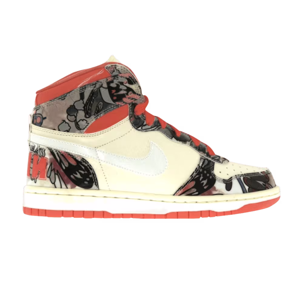 Women's Big Nike High White Orange Abstract Art