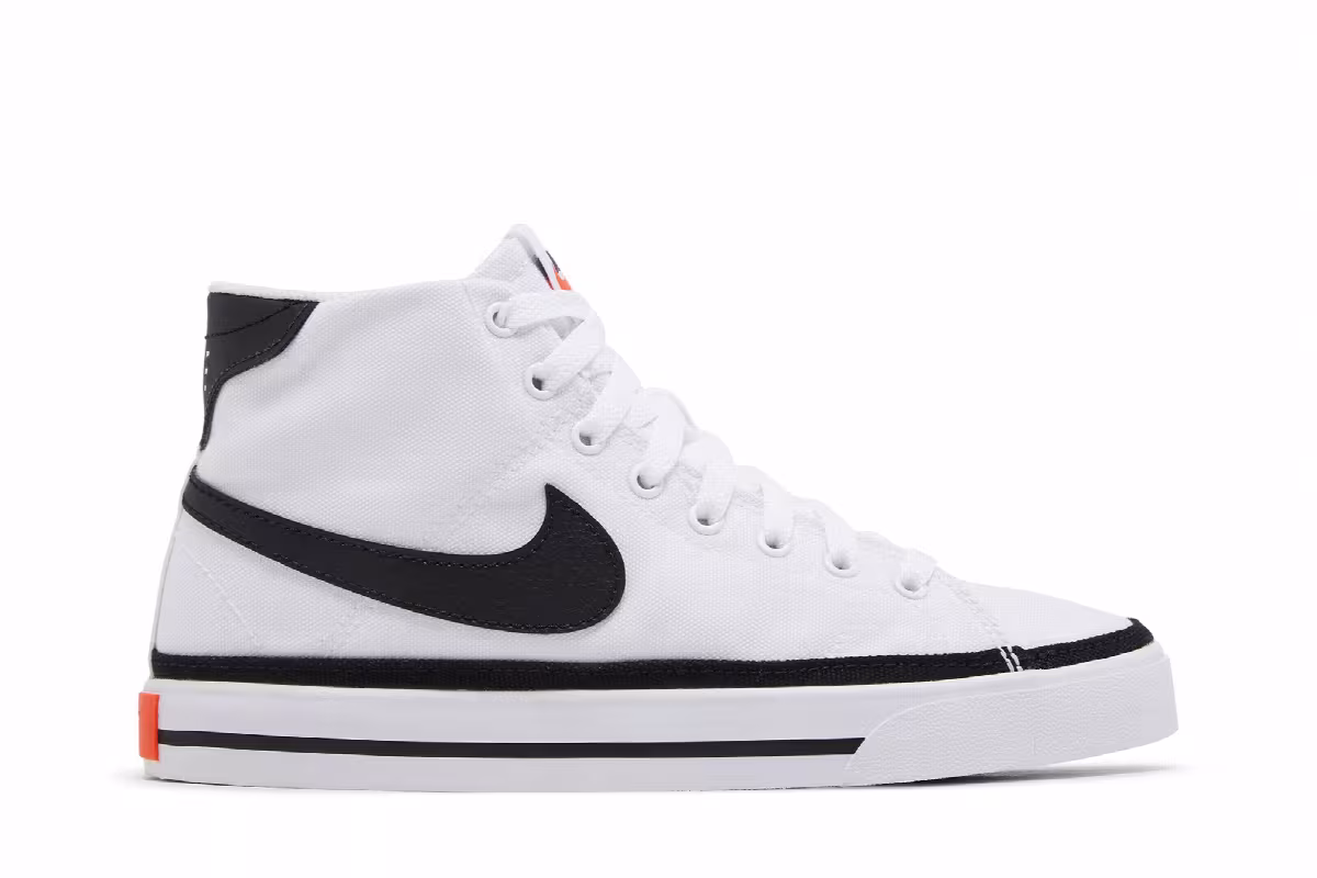Nike Women's Court Legacy Canvas Mid White Black, view 2