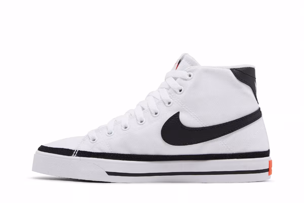 Nike Women's Court Legacy Canvas Mid White Black, view 4
