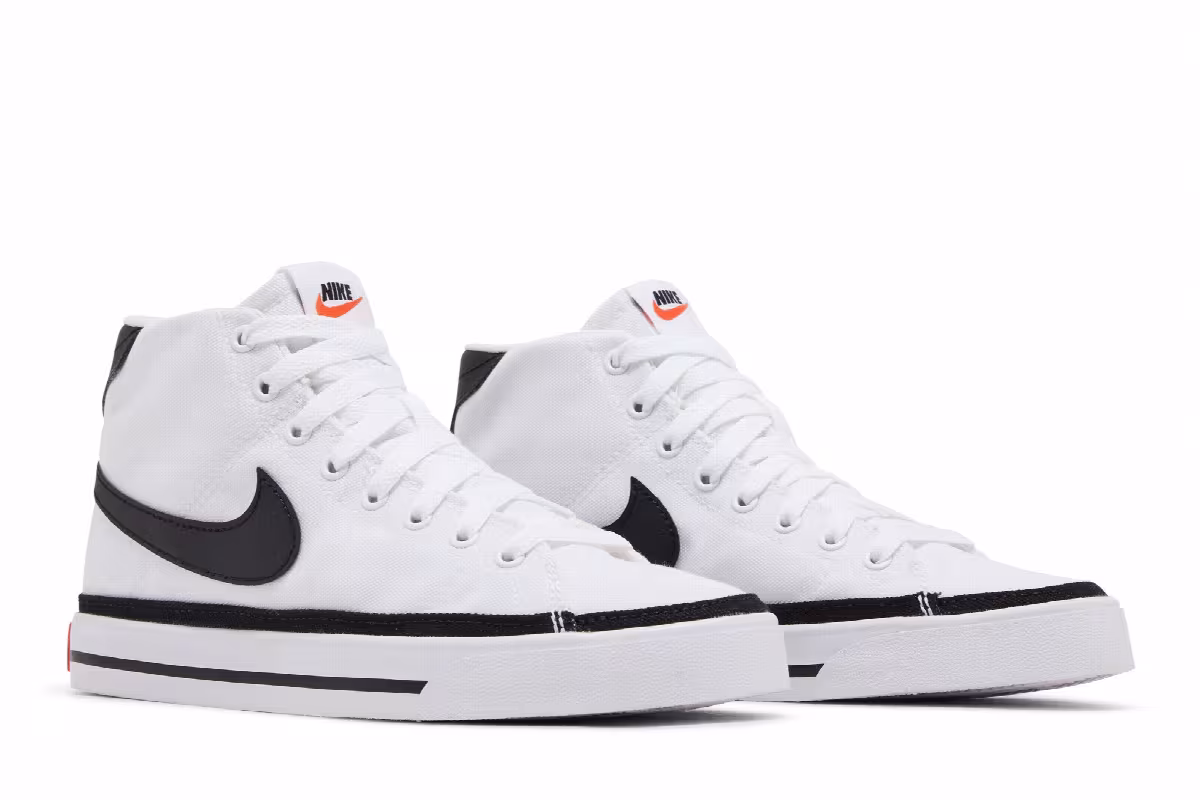 Nike Women's Court Legacy Canvas Mid White Black, view 9