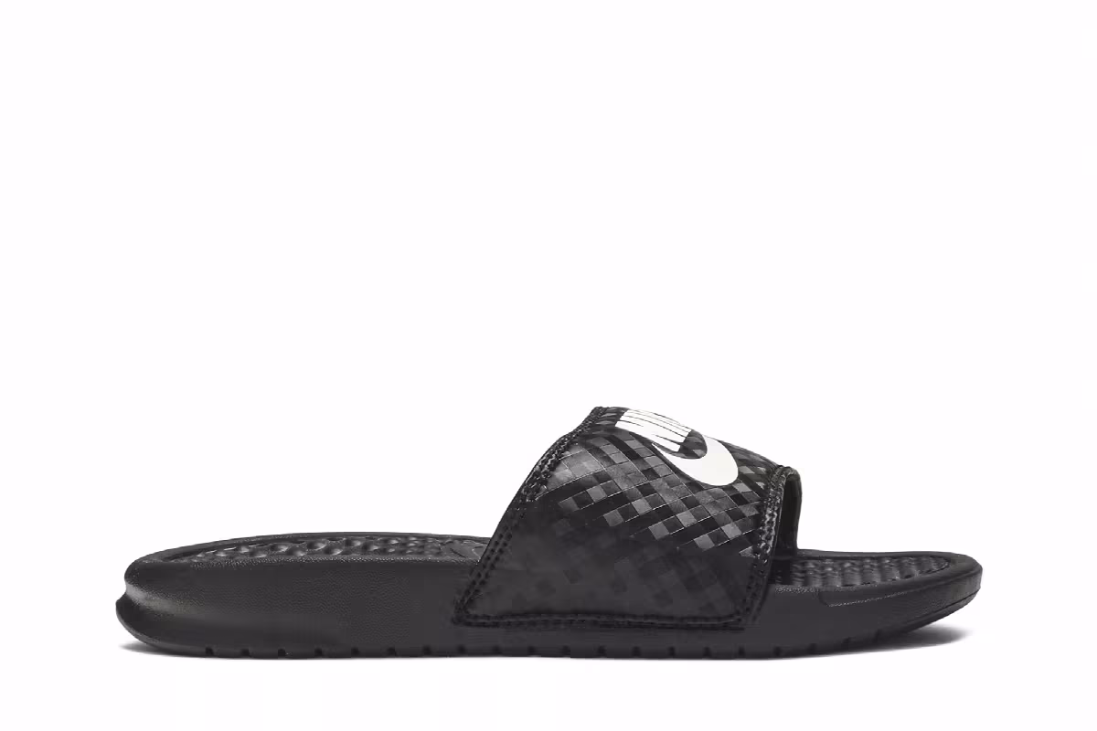 Nike Women's JDI Benassi Slides Black Diamond Pattern, view 2