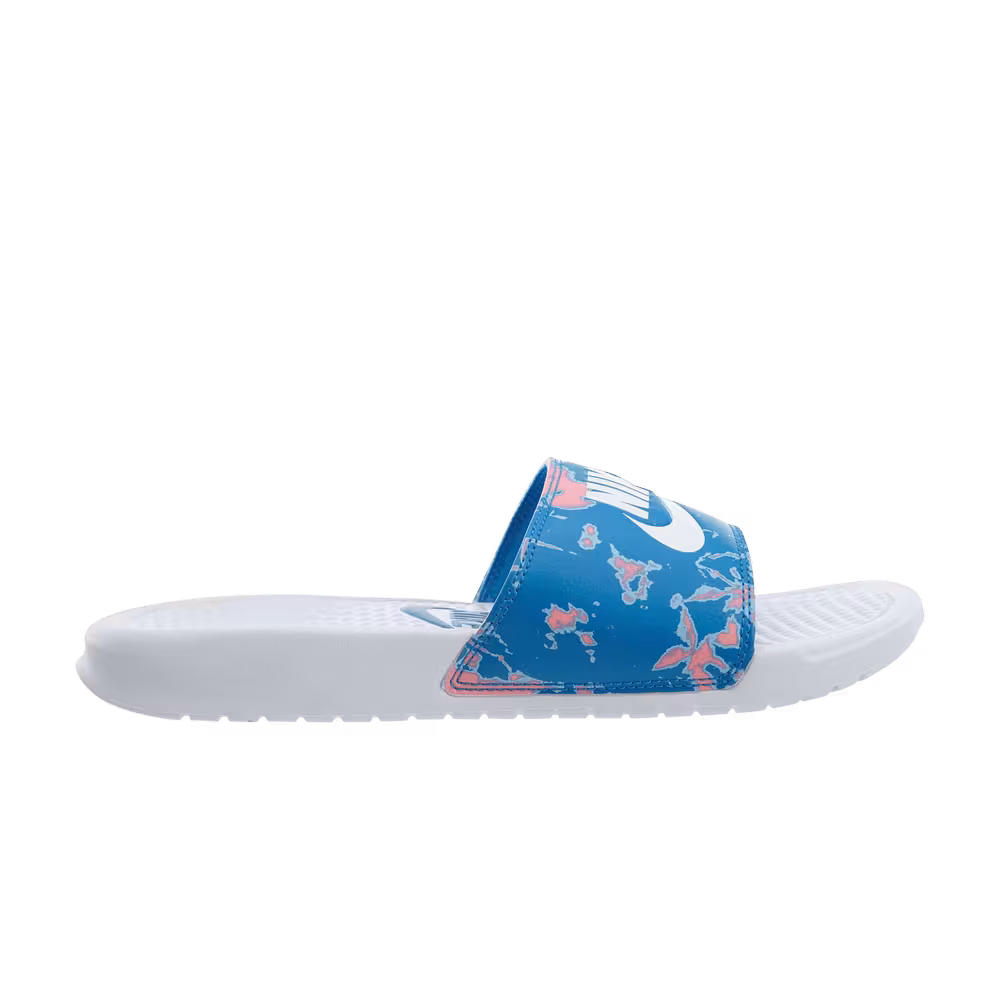Nike Women's Benassi JDI Print Slide Coral Nebula Blue Camo